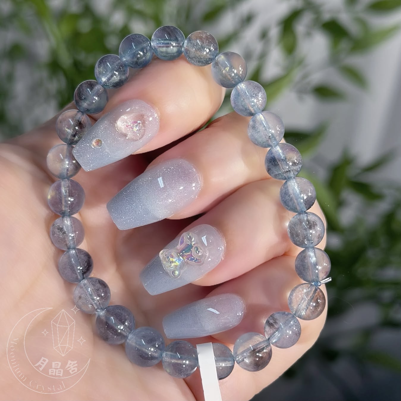 黑爆閃海藍寶水晶手鏈7mm 1396