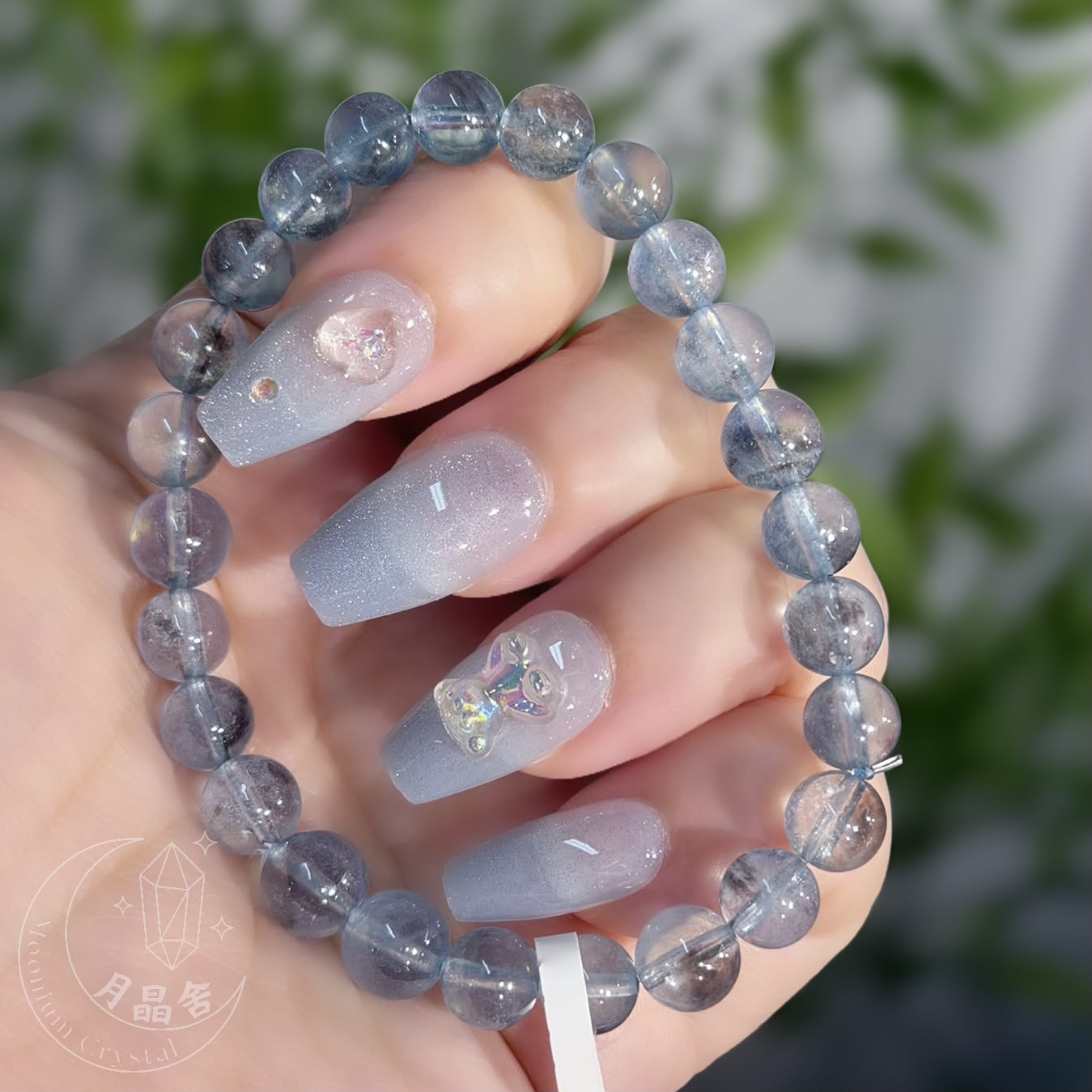 黑爆閃海藍寶水晶手鏈7mm 1596