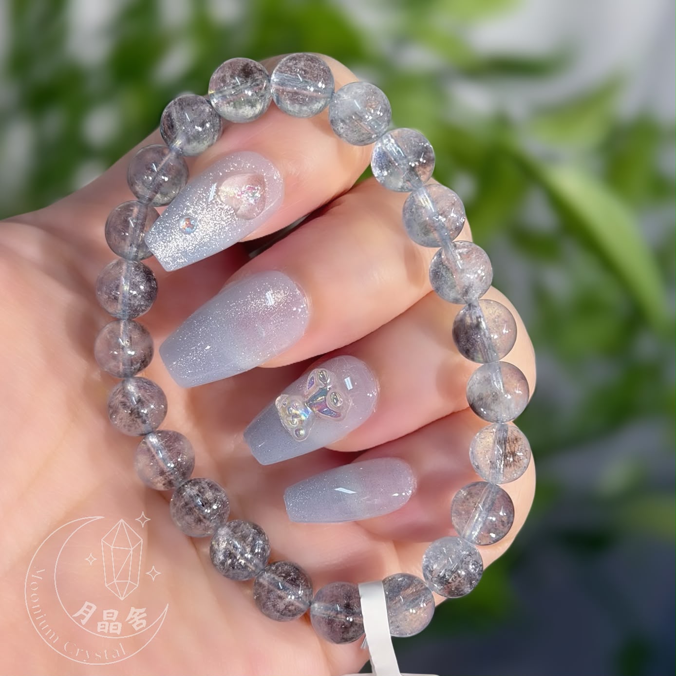 黑爆閃海藍寶水晶手鏈7.5mm 1599