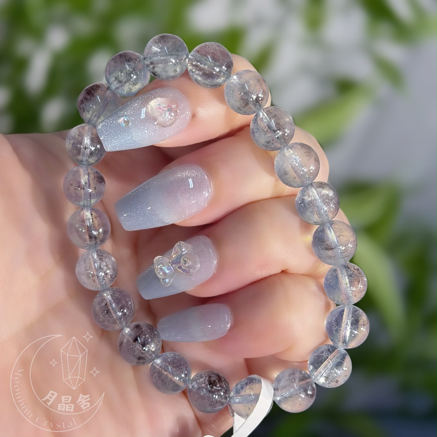 黑爆閃海藍寶水晶手鏈8.5mm 1601