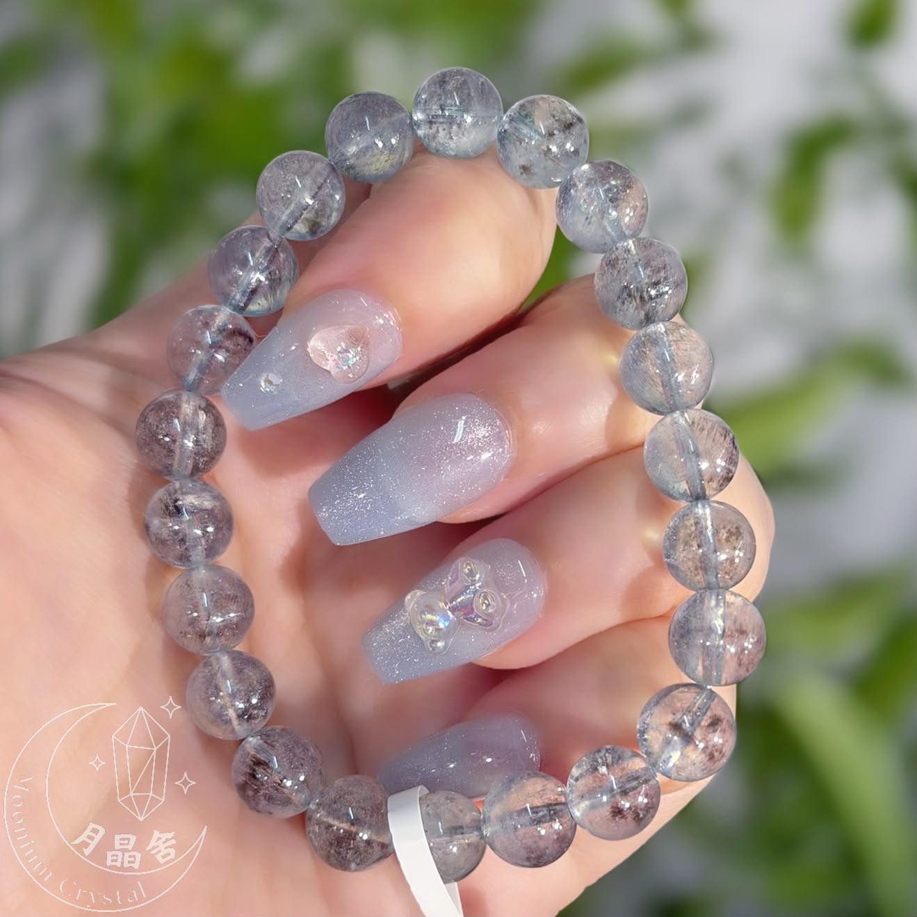 黑爆閃海藍寶水晶手鏈8.5mm 1603