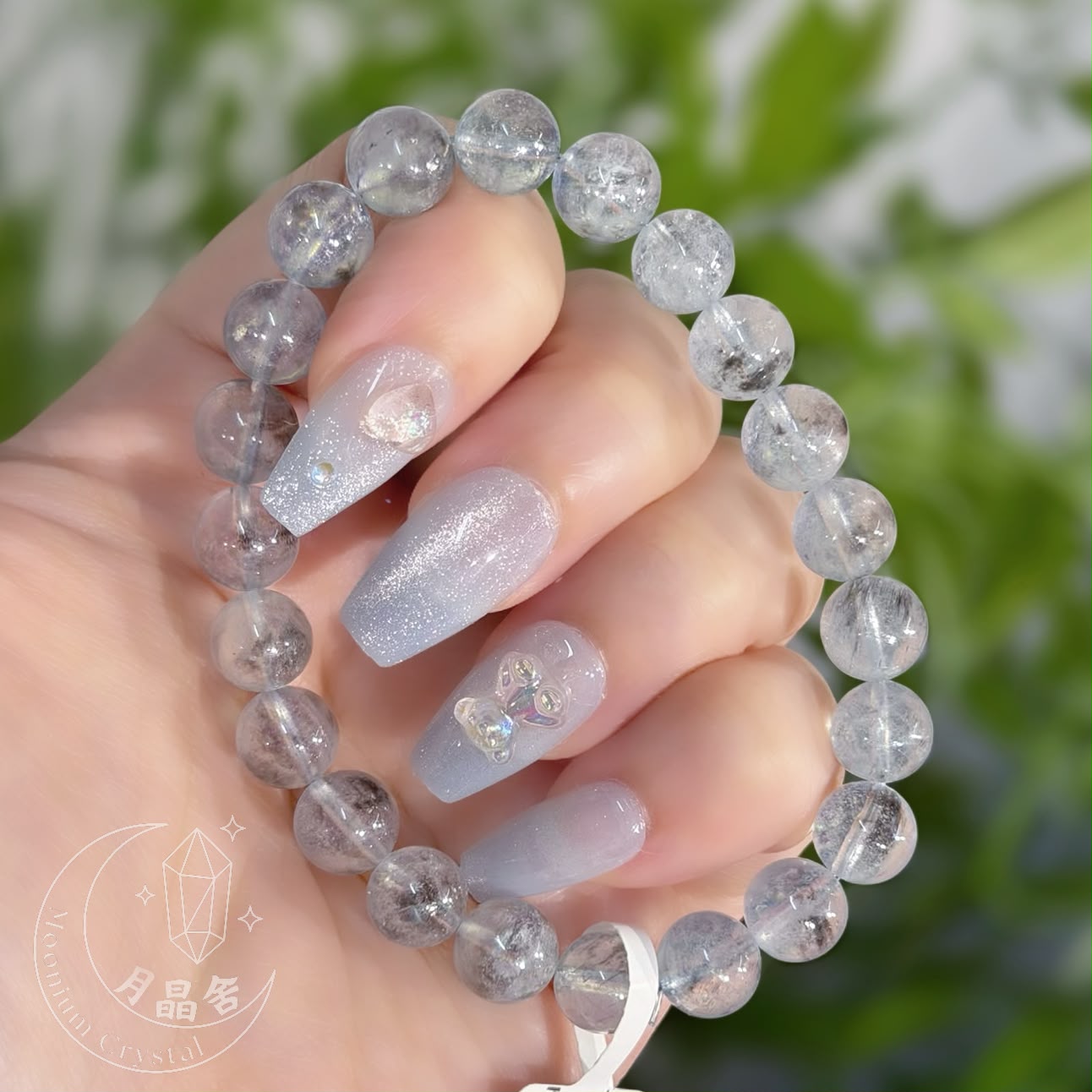 黑爆閃海藍寶水晶手鏈8.5mm 1605