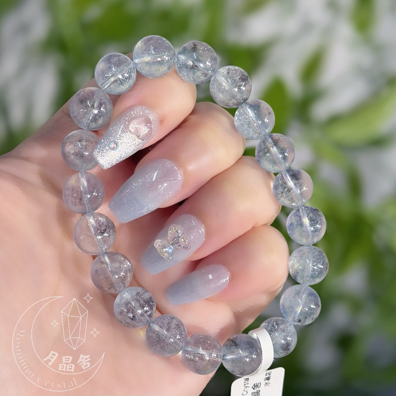 黑爆閃海藍寶水晶手鏈10.2mm 1607