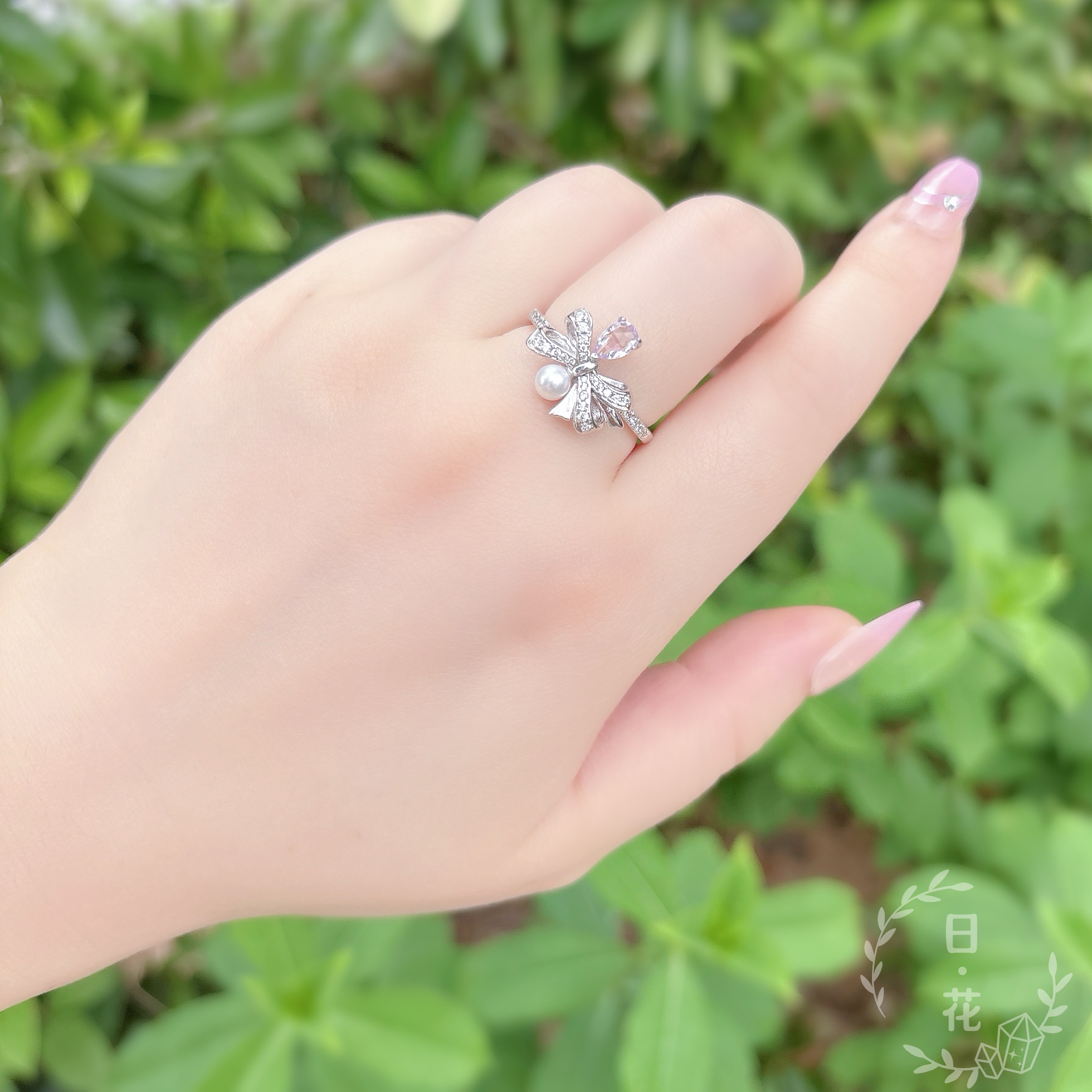 紫水晶蝴蝶結公主款水晶戒指