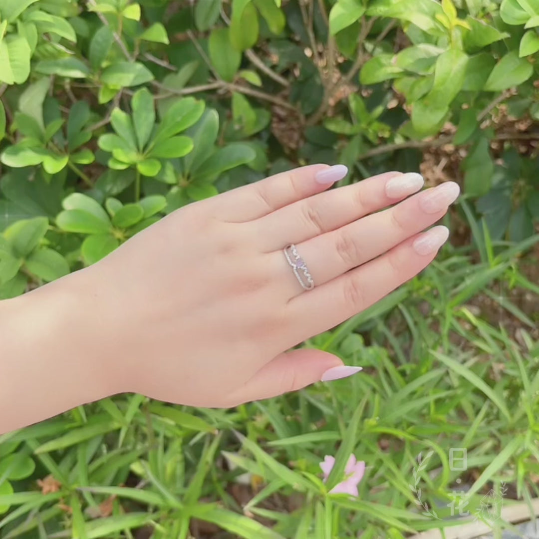 藍光月亮石雙戒款水晶戒指