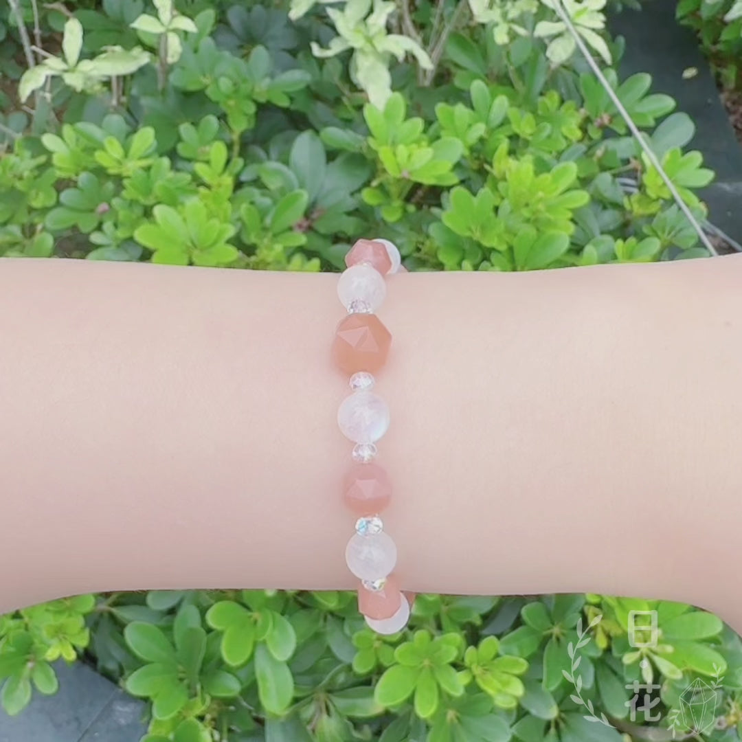 星鑽橙月亮石藍光月亮石7mm水晶手鏈