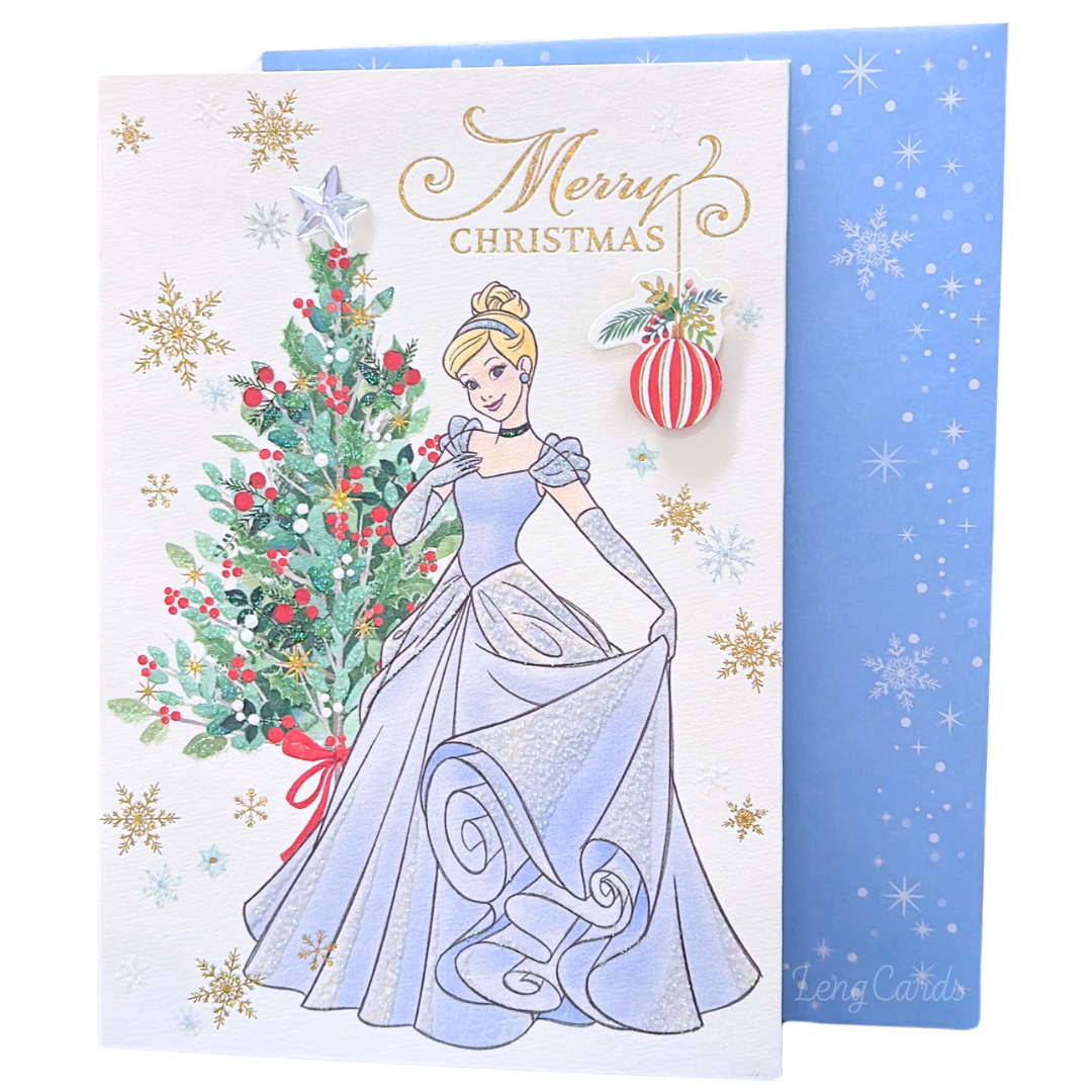迪士尼灰姑娘Cinderella閃亮聖誕賀卡