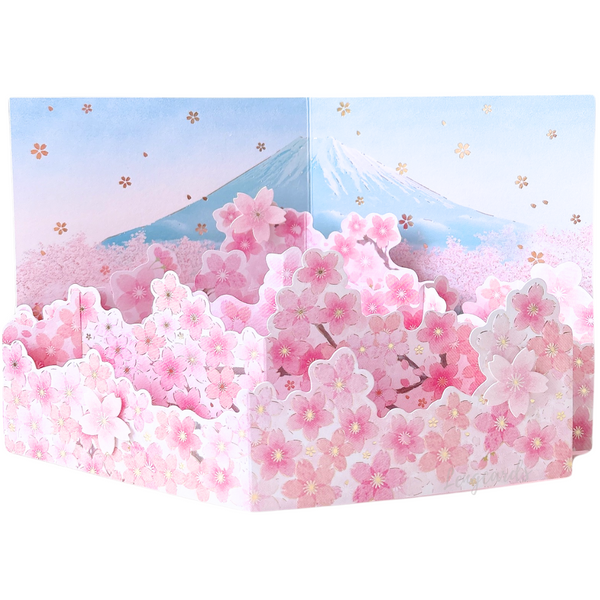 櫻花富士山長形立體萬用賀卡