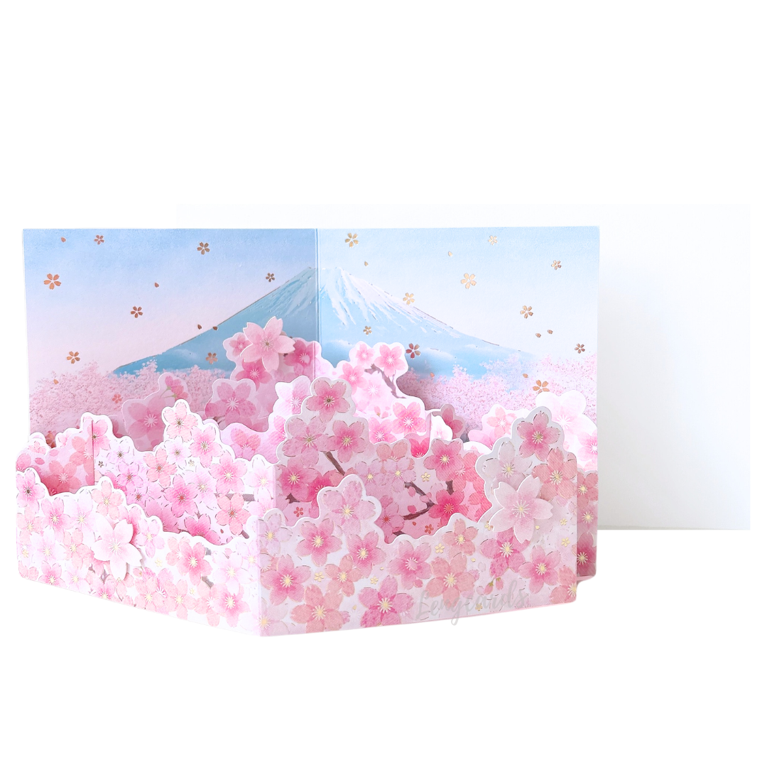 櫻花富士山長形立體萬用賀卡