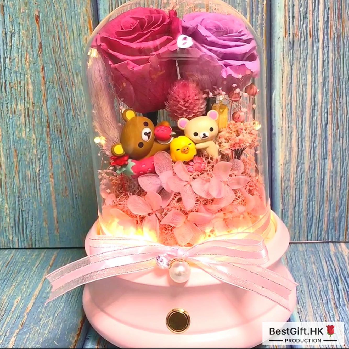 Strawberry Rilakkuma Preserved Rose Flower - No Brainer Zone