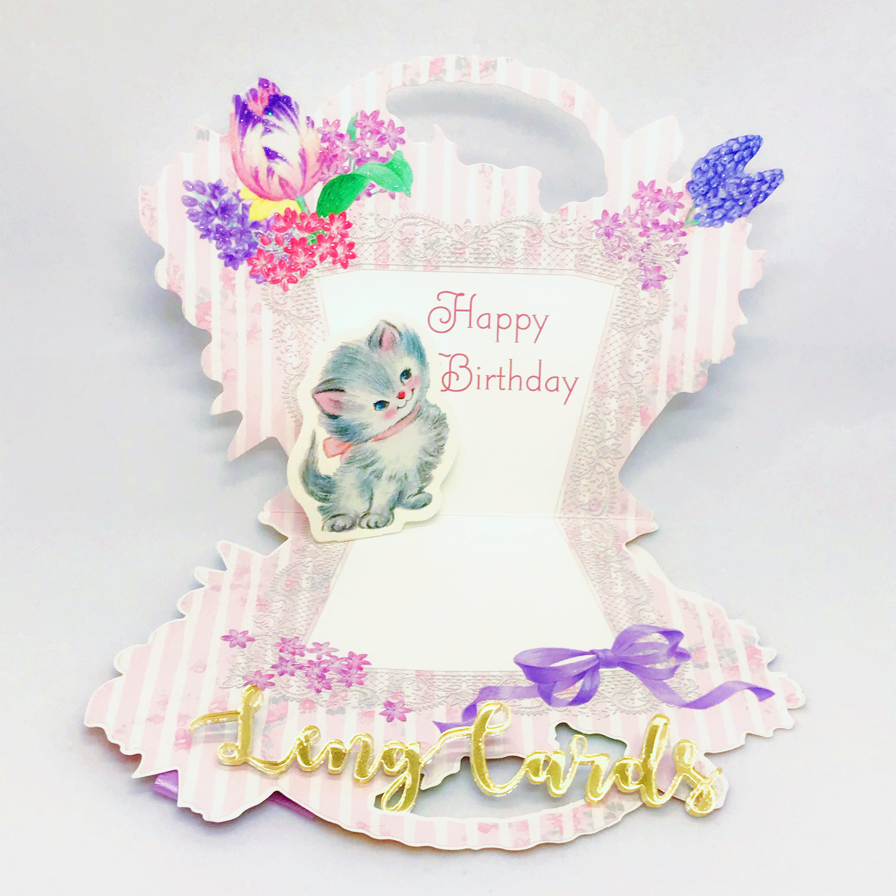 Cat Flower Basket Birthday Card - No Brainer Zone