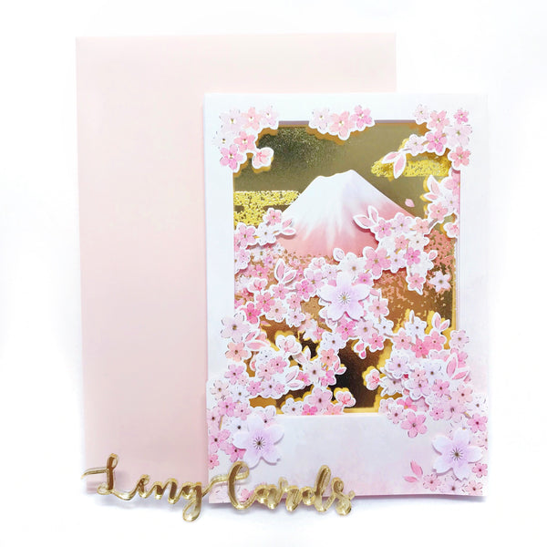 Golden Fuji Mountain Sakura Card