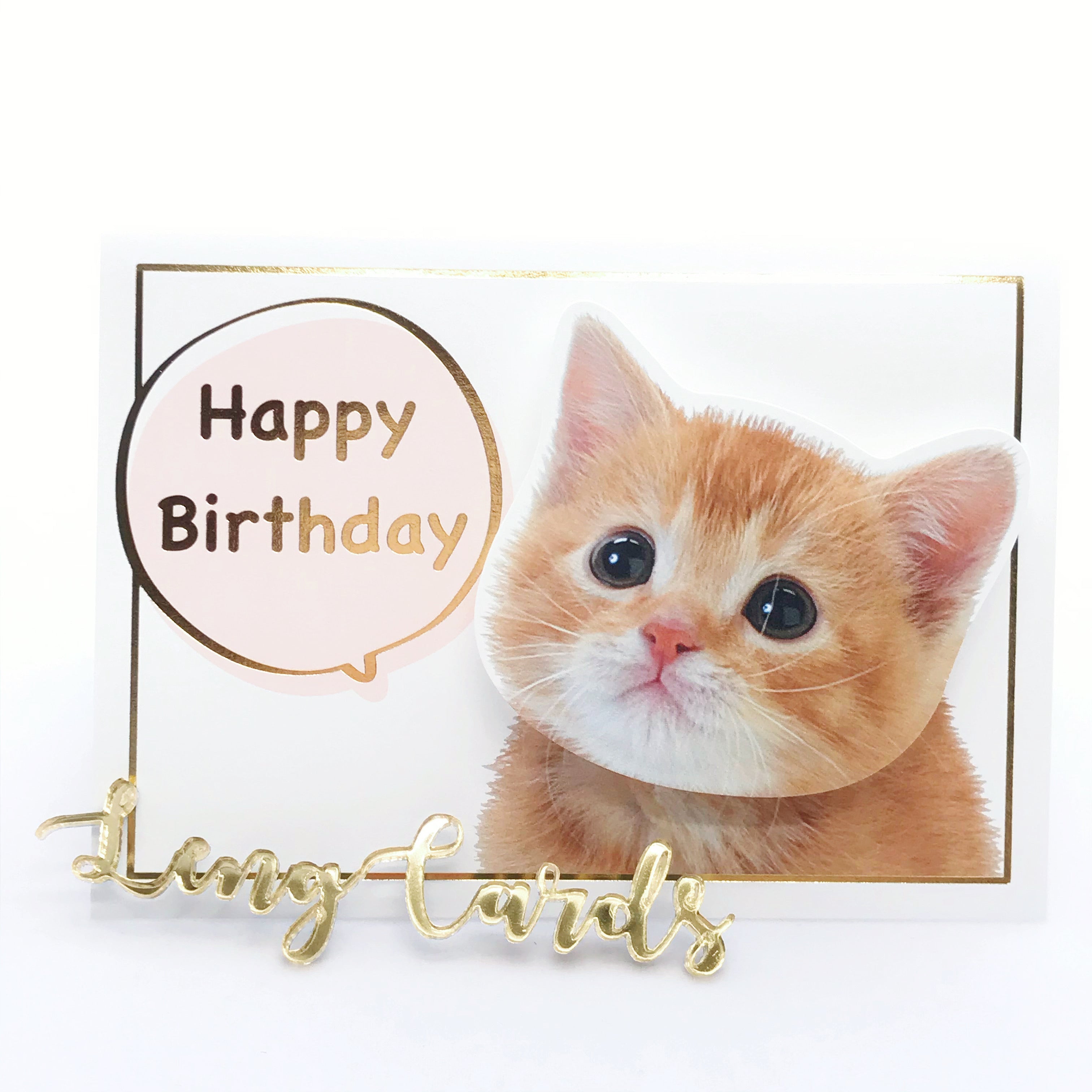 Cat Shake Head Golden Birthday Card - No Brainer Zone