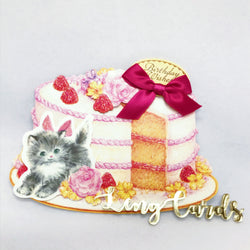 Cat Birthday Cake Card - No Brainer Zone