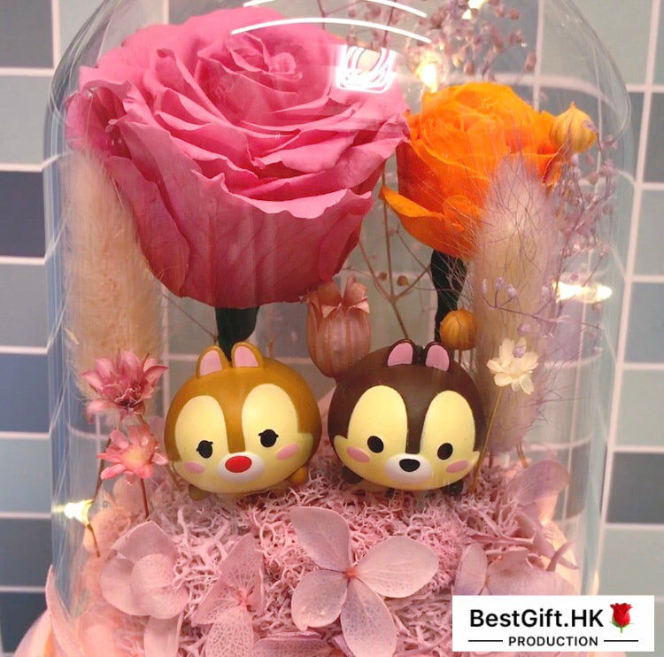 TsumTsum Chip n Dale Preserved Rose Flower - No Brainer Zone