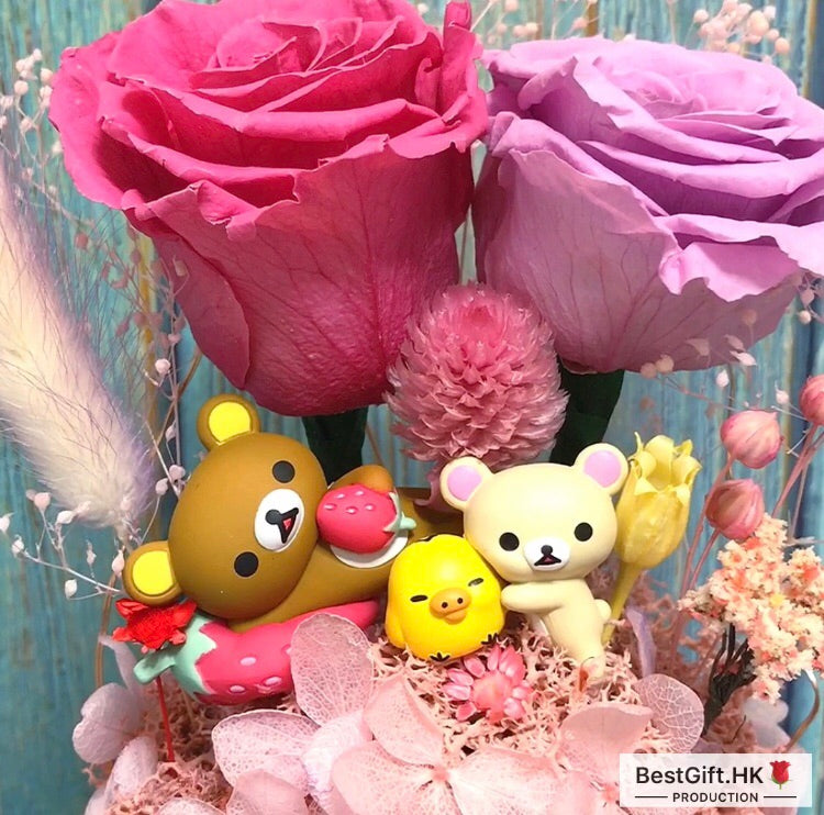 Strawberry Rilakkuma Preserved Rose Flower - No Brainer Zone