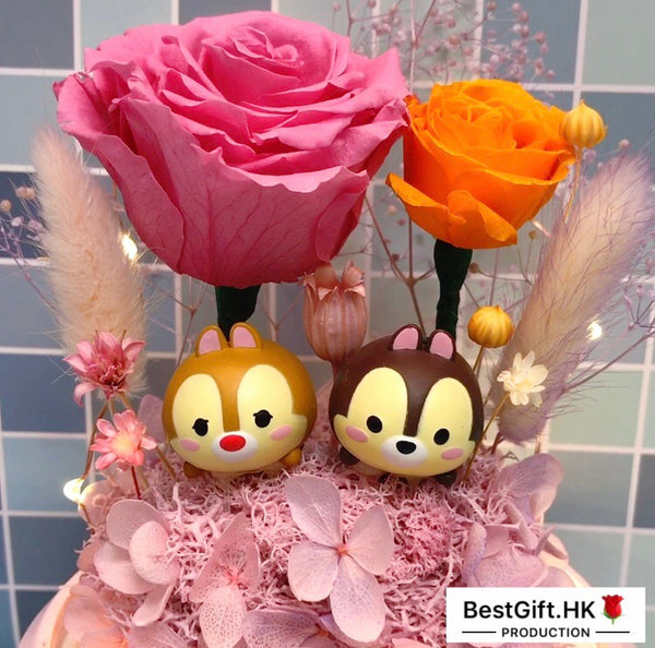 TsumTsum Chip n Dale Preserved Rose Flower - No Brainer Zone